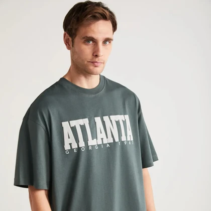 تیشرت آستین کوتاه طرح ATLANTA قالب Over Size