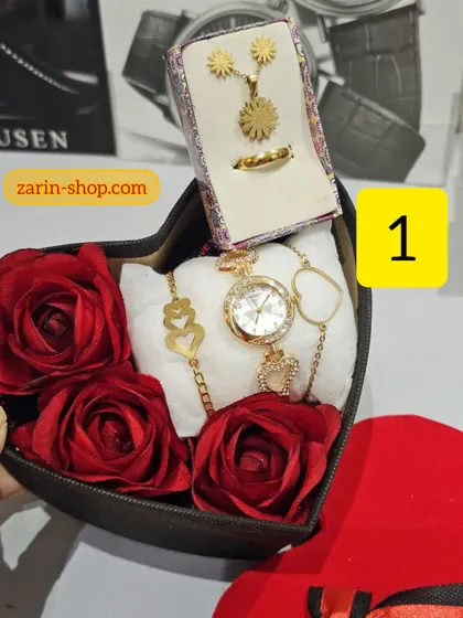 باکس هدیه زنانه دخترانه ساعت و سرویس