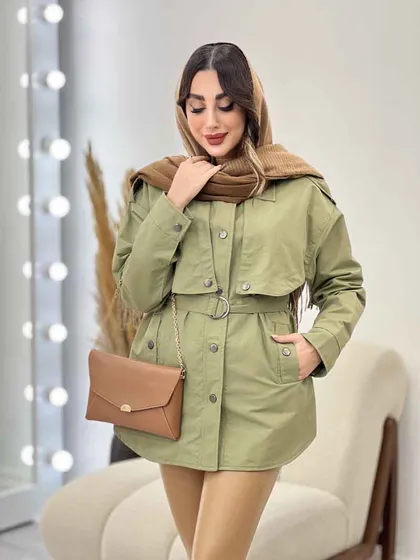 بارانی ژیله دکمه دار روژین