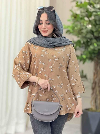 شومیز طرح گل آستین پاگن