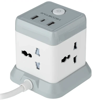 چندراهی برق 4 سوکت 2500 وات، دو USB و دو تایپ سی هایکو استار Hicostar HS-PS321 با کابل دومتری