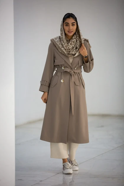 مانتو پرادا ژیله دار ماکسی