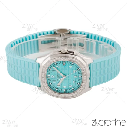 ساعت پتک فیلیپ آکوانا زنانه قاب سیلور صفحه تیفانی دور نگین 105609