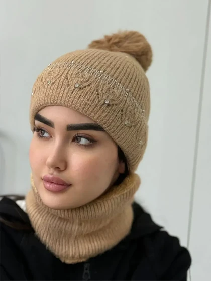 شال و کلاه رینگی نگینی
