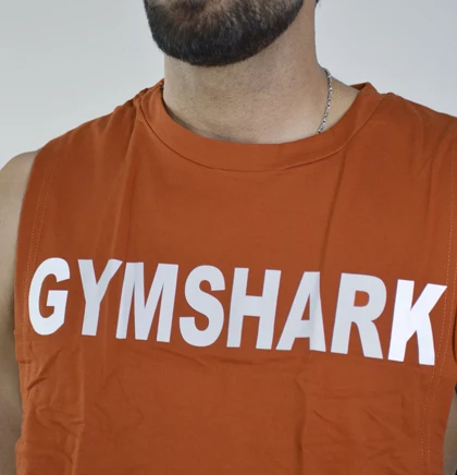 رکابی تنک تاپ اور سایز مردانه جیم شارک مدل 10549 آجری