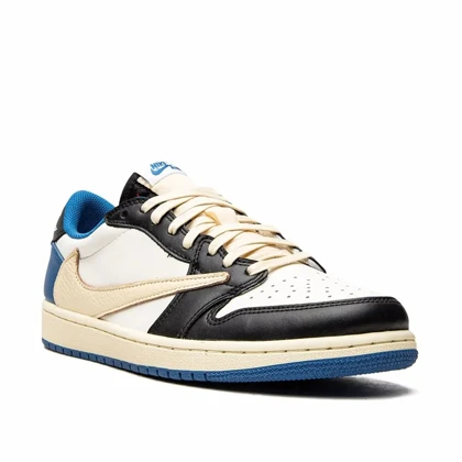 کتانی نایک ایر جردن1 ترویس اسکات فرگمنت آبی مسترکوالیتی Nike Air Jordan1 Travis scott Fragment Blue