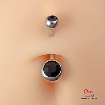 پیرسینگ ناف ضد حساسیت زنانه دخترانه/ نگین مشکی