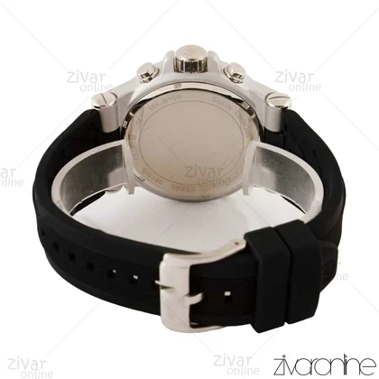 ساعت مایکل کورس مردانه سیلور مشکی بند رابر 104373