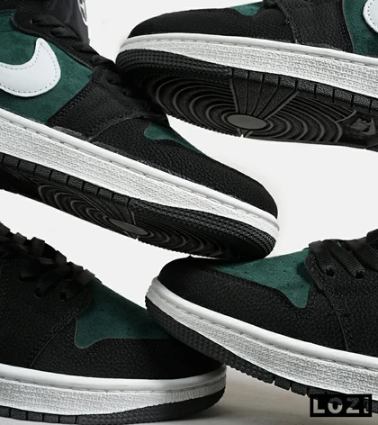 کفش کتانی ساق‌دار طوسی سبز مشکی مردانه Nike air jordan 1