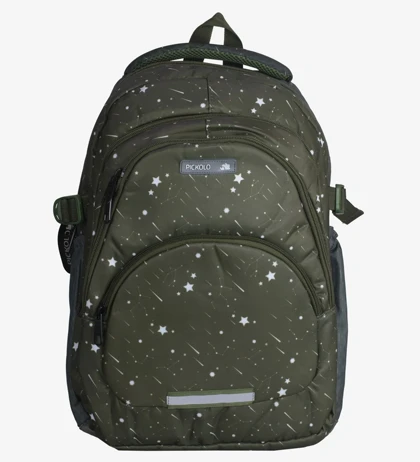 کوله پشتی مدرسه طرح دار مدل زیتونی white stars