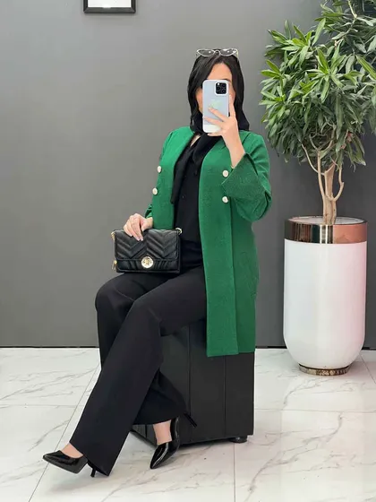 مانتو مزونی یقه دکمه دار