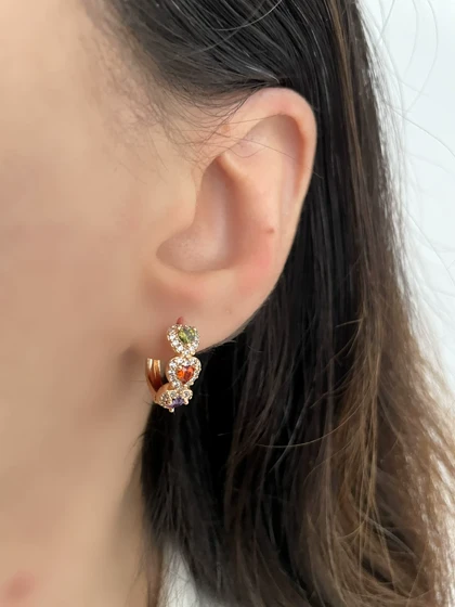 گوشواره قلب مولتی کالر ژوپینگ