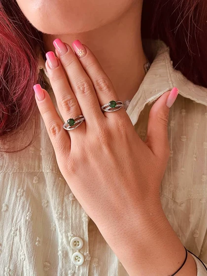 انگشتر نگین سبز ژوپینگ M85