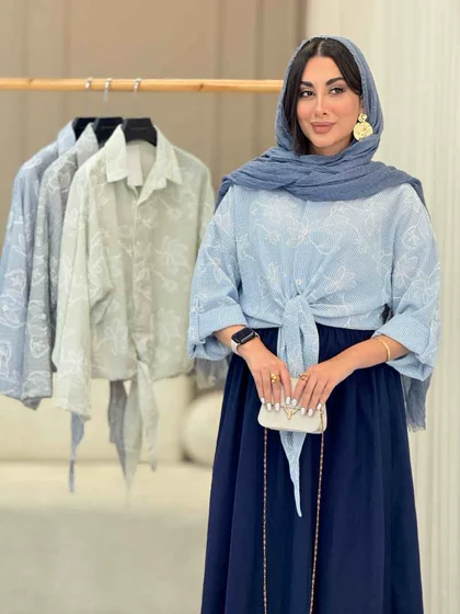 شومیز طرح دار گره‌ای