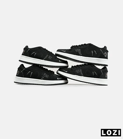 کفش کتانی مردانه و زنانه مشکی سفید نایک NIKE jordan Vodoo