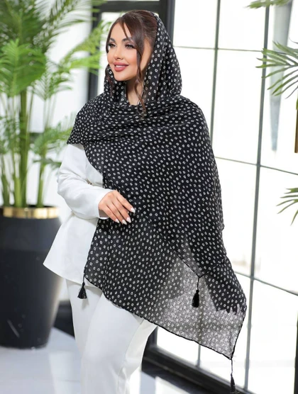 شال پلیسه ملانژ گل‌دار 3876