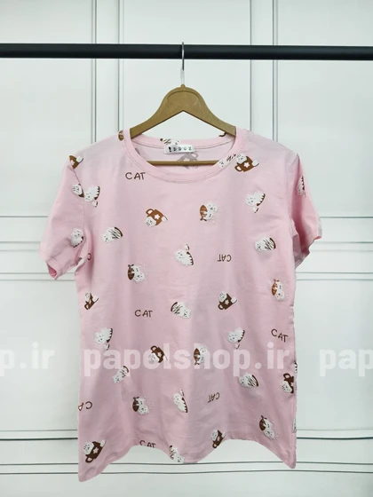 تیشرت یقه گرد طرح گربه
