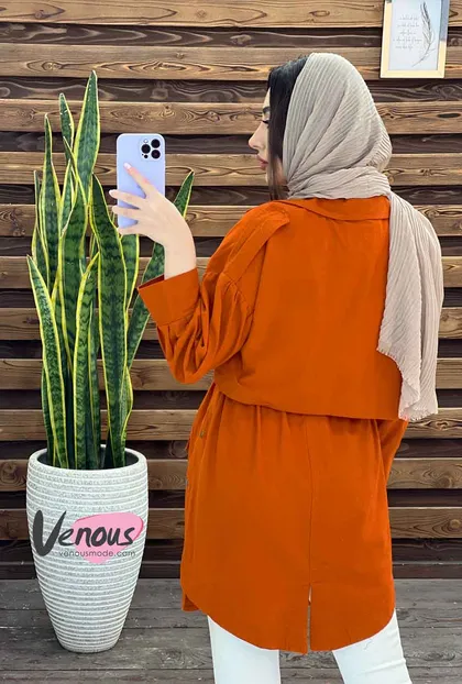 مانتو لینن کمرگت بغل دکمه