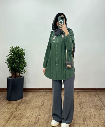 مانتو لینن گلدوزی پوپک (ارسال رایگان)