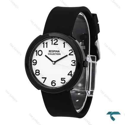 ساعت رسپینا زنانه مشکی صفحه سفید Respina-7026-L