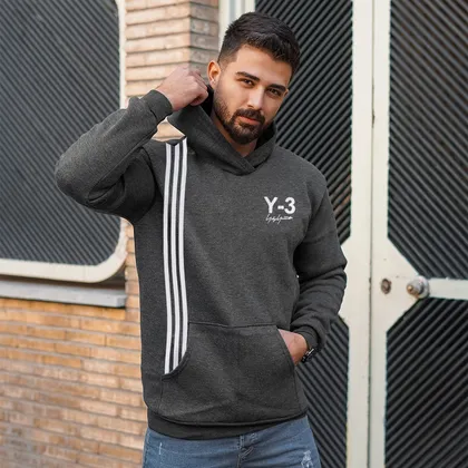 هودی مردانه ذغالی Y-3 مدل kamran