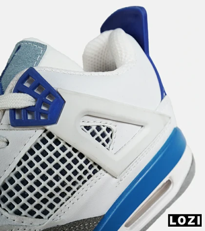 کفش کتانی ساق‌دار مردانه و زنانه سفید آبی NIKE jordan 4 مدل 7717