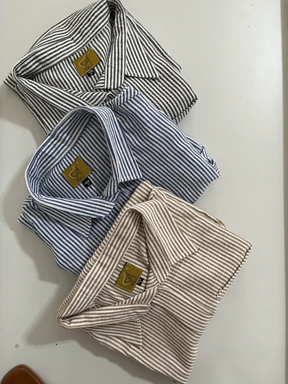 شومیز راه راه لینن زنانه خنک و تابستانی کد 093