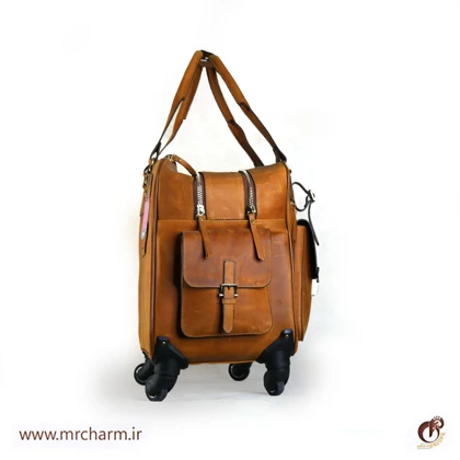 چمدان عسلی تمام چرم mrc168-16