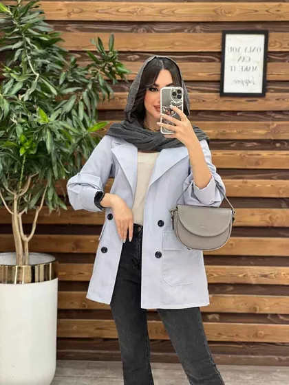 مانتو چهار دکمه جیب حلقه