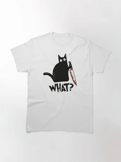 تیشرت Nightmare Before Christmas طرح Cat What? Murderous Black Cat With Knife کد 260665