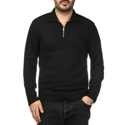پولوشرت آستین بلند نیم زیپ مردانه سیزر مدل 1550453