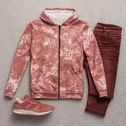 سویشرت طرحدار مردانه قرمز مدل Roham