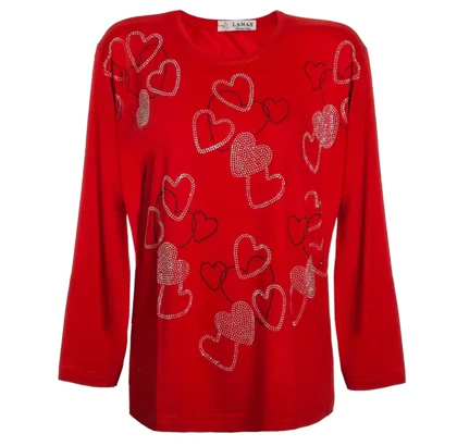 بلوز ویسکوز زنانه نگین‌دار قلبی