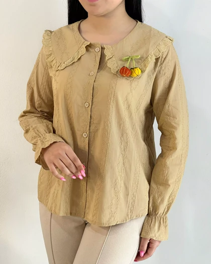 شومیز تمام خامه دوزی یقه ب ب اورجینال کد 5508