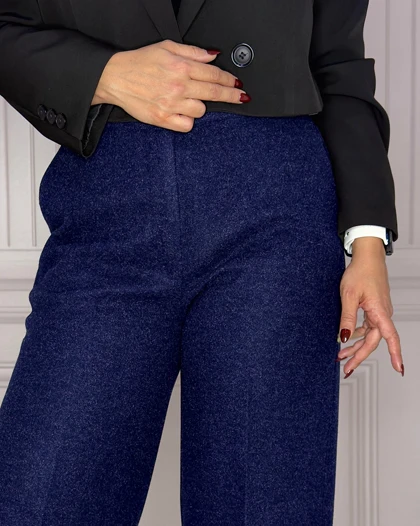 خرید شلوار بگ فوتر سورمه‌ای زنانه Women's Navy Blue Fleece Baggy Pants کد 54082