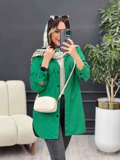 مانتو لینن سر جیب دکمه وینا