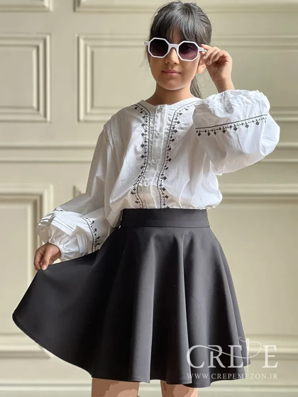 شومیز آستین پفی شماره دوزی