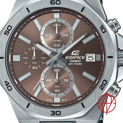 ساعت مچی مردانه کاسیو ادیفیس مدل Casio Edifice EFV-640D-5AVUDF (استیل، کرونوگراف با صفحه مسی-قهوه‌ای)