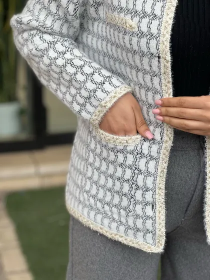 ژاکت بافت دکمه مرواریدی کد 750