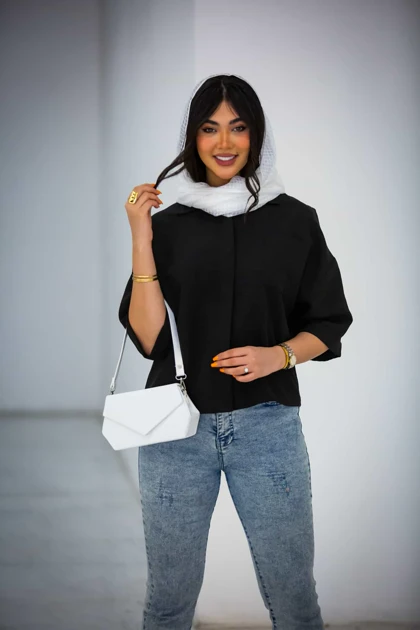 مانتو صوفیا اسلپ پشت دکمه چوبی