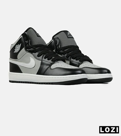 کفش کتانی مردانه و زنانه ساق‌دار طوسی مشکی NIKE jordan 1 مدل 8676