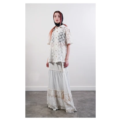 گری پیراهن آستین کوتاه white guipure shirt
