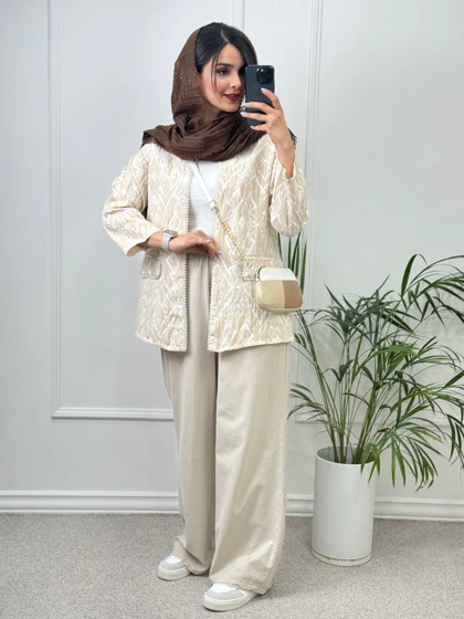 مانتو کتی مزونی لبه مرواریدی