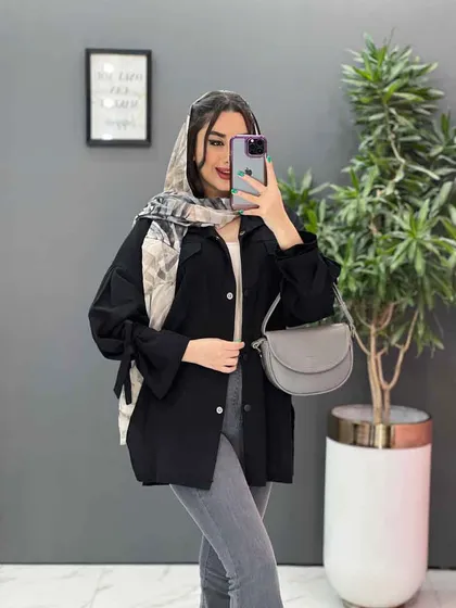 مانتو لینن آستین بند دار