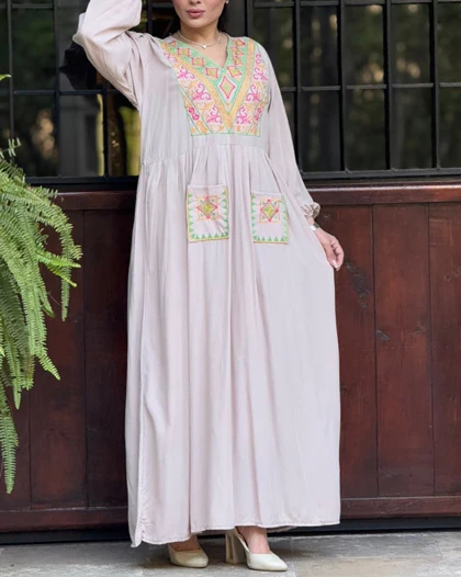 ماکسی نخی گلدوزی دوجیب 4122