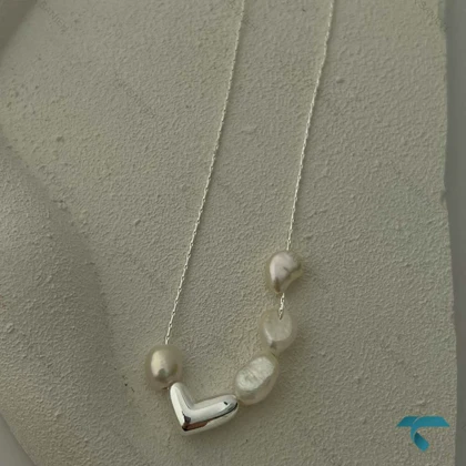 گردنبند قلب و مروارید GhardanBand-8529-L