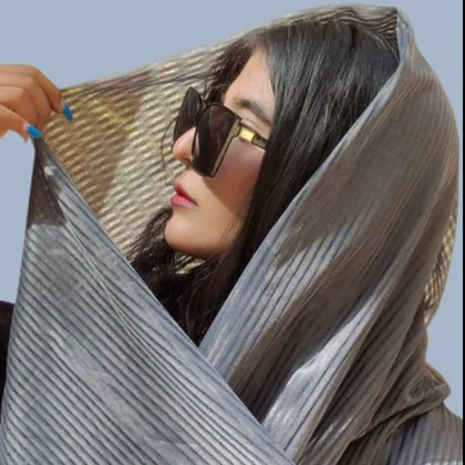 شال زنانه مدل مجلسی راه راه طوسی