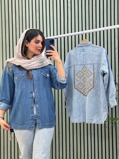 مانتو جین گلدوزی