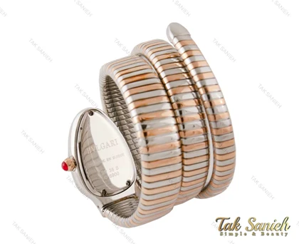 ساعت بولگاری ماری زنانه رزگلد نقره ای سفید نگین‌دار Bvlgari-3979-L