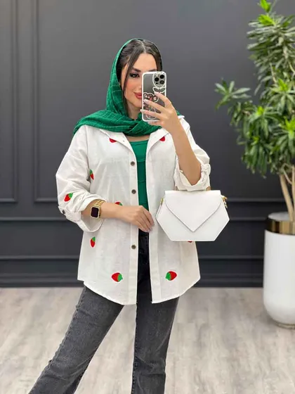 مانتو طرح توت فرنگی
